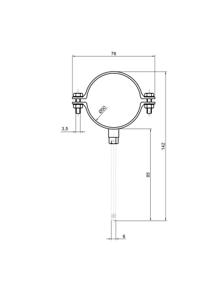 Хомут для трубы 50 мм TA Sewage пластиковый, в сборе с гайкой и дюбелем - 2