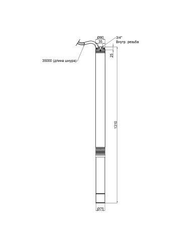 Відцентровий глибинний насос Thermo Alliance 3SSM2-27 0,75 кВт, кабель 35 метрів - 2