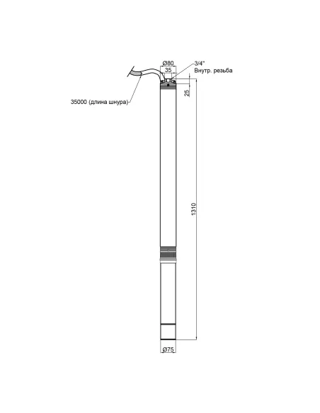 Відцентровий глибинний насос Thermo Alliance 3SSM2-27 0,75 кВт, кабель 35 метрів - 2