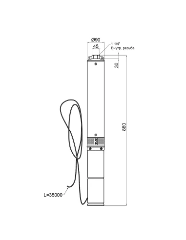 Центробежный глубинный насос Thermo Alliance 4SSM2-12 0,55 кВт, кабель 35 метров - 2