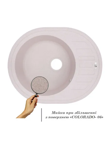 Мойка для кухни каменная Lidz COL-06 бежевая, 620x500х200 мм - 3