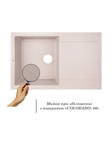 Мойка для кухни каменная Lidz COL-06 светло-бежевая, 790x495х230 мм - 3