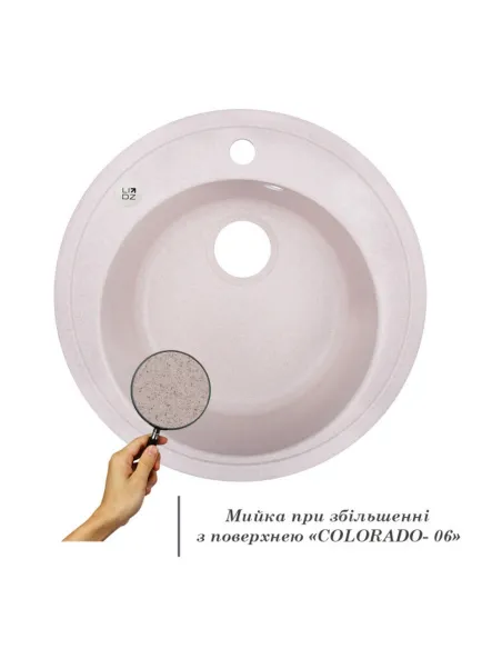 Мойка для кухни каменная Lidz COL-06 светло-бежевая, 510x510х200 мм - 3