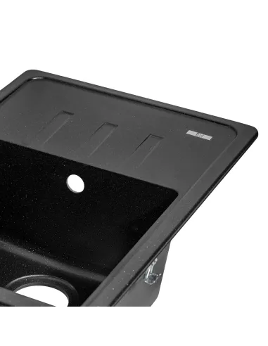 Мойка для кухни каменная Lidz BLM-14 черная, 620x435х200 мм - 5