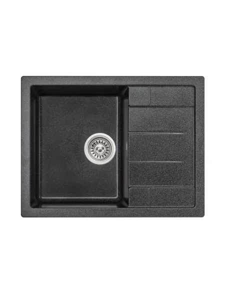 Мойка для кухни каменная Lidz GRF-13 черная, 650x450х200 мм - 1