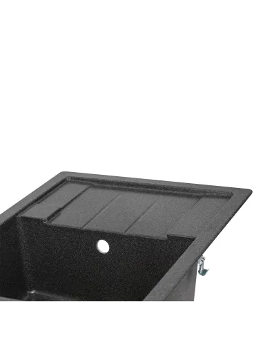 Мойка для кухни каменная Lidz GRF-13 черная, 650x450х200 мм - 5