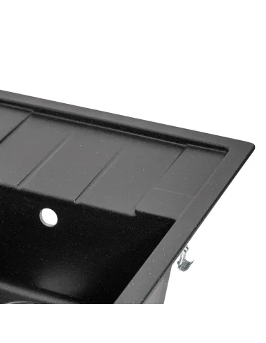 Мойка для кухни каменная Lidz BLM-14 черная, 650x450х200 мм - 5