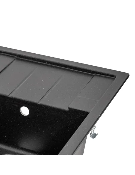 Мойка для кухни каменная Lidz BLM-14 черная, 650x450х200 мм - 5