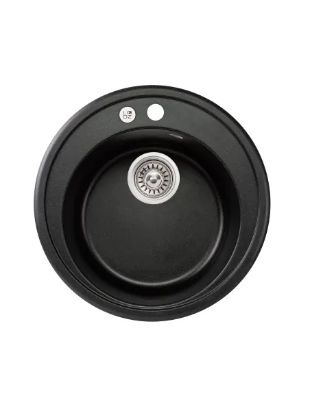 Мойка для кухни каменная Lidz BLM-14 черная, 510x510х200 мм - 1