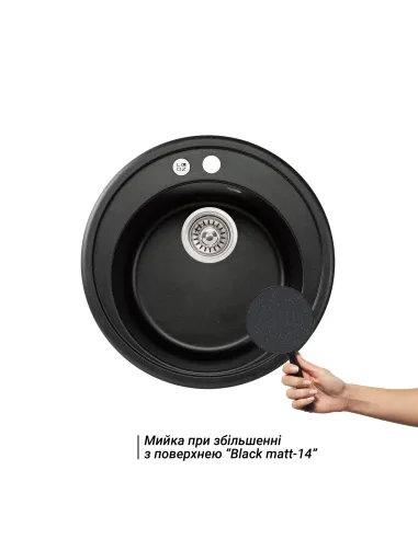 Мойка для кухни каменная Lidz BLM-14 черная, 510x510х200 мм - 3