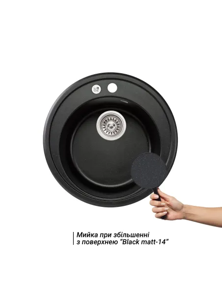 Мойка для кухни каменная Lidz BLM-14 черная, 510x510х200 мм - 3 Мойка для кухни каменная Lidz BLM-14 черная, 510x510х200 мм - 3