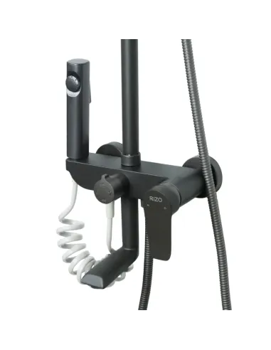 Душевая система с изливом Rizo RP65G, нержавеющая сталь, черная купить в Днепре и Киеве - цена от КТУ