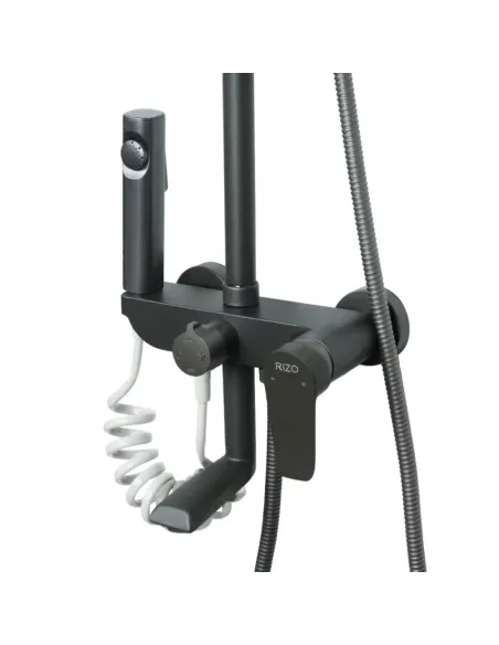 Душевая система с изливом Rizo RP65G, нержавеющая сталь, черная купить в Днепре и Киеве - цена от КТУ