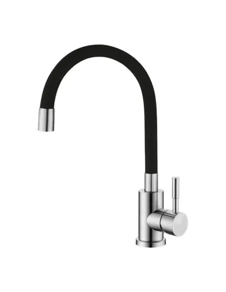 Змішувач для кухні з гнучким виливом Rizo RS42B чорний гофровилив купити у Дніпрі та Києві - ціна від КТУ