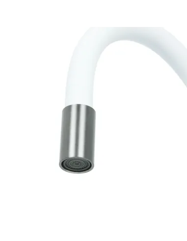 Смеситель для кухни с гибким изливом Rizo RC46W белый гофроизлив купить в Днепре и Киеве - цена от КТУ