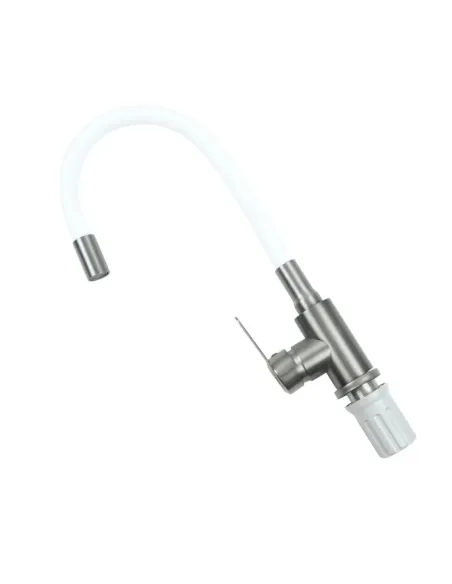 Смеситель для кухни с гибким изливом Rizo RC46W белый гофроизлив купить в Днепре и Киеве - цена от КТУ