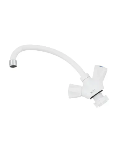 Змішувач для кухні двовентильний Rizo RP48W, пластик, білий купити у Дніпрі та Києві - ціна від КТУ