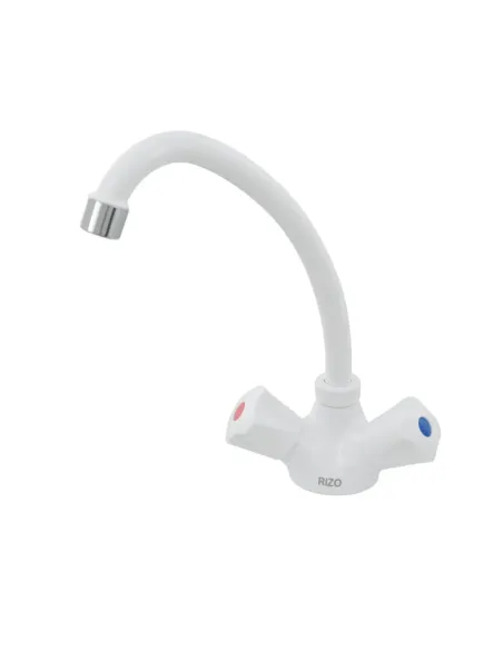 Змішувач для кухні двовентильний Rizo RP48W, пластик, білий купити у Дніпрі та Києві - ціна від КТУ