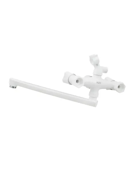 Змішувач для ванни з довгим виливом Rizo RP31W, пластик, білий купити у Дніпрі та Києві - ціна від КТУ
