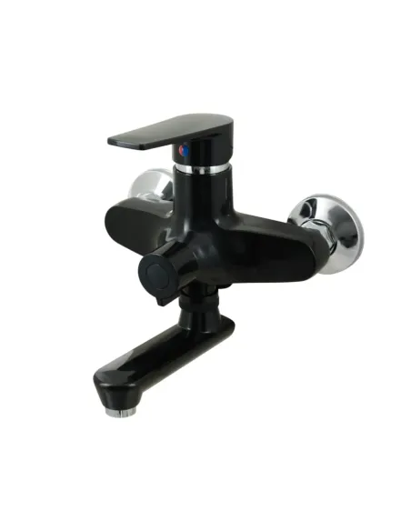 Змішувач для ванни з коротким виливом Rizo RP32B, пластик, чорний купити у Дніпрі та Києві - ціна від КТУ