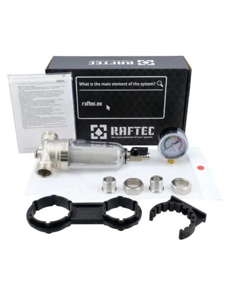 Самопромивний фільтр з манометром Raftec RMCF02 3/4 дюйми купити у Дніпрі та Києві - ціна від КТУ