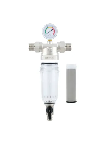 Самопромивний фільтр з манометром Raftec RMCF02 3/4 дюйми купити у Дніпрі та Києві - ціна від КТУ