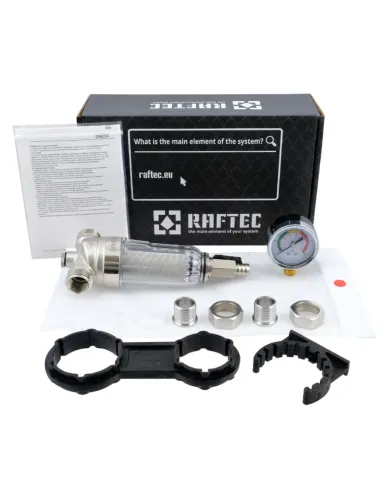 Самопромивний фільтр з манометром Raftec RMCF01 1/2 дюйма купити у Дніпрі та Києві - ціна від КТУ