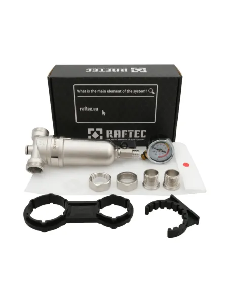 Самопромивний фільтр з манометром для гарячої води Raftec RMHF02 3/4 дюйми купити у Дніпрі та Києві - ціна від КТУ