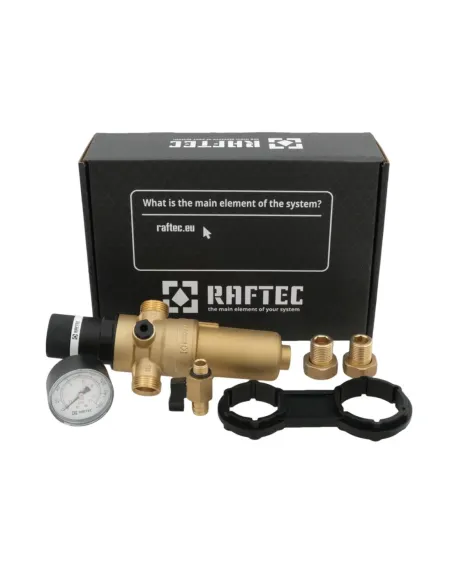 Самопромивний фільтр з редуктором для гарячої води Raftec RCFR01-H 1/2 дюйма купити у Дніпрі та Києві - ціна від КТУ