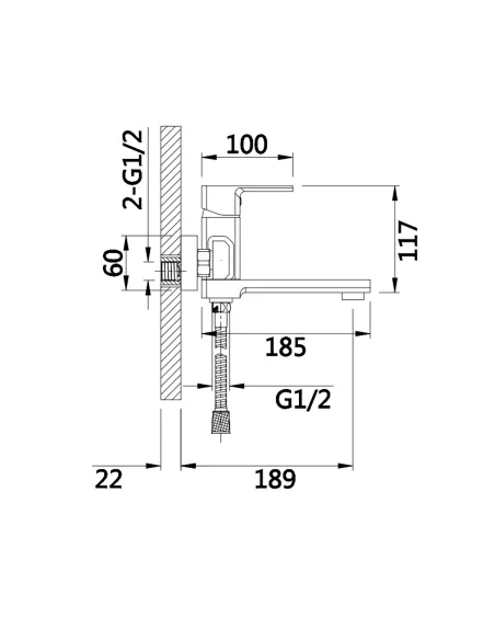 Смеситель для ванны Lidz Dozorca 0051 LDDOZ0051CRM45404 Chrome, с душевым набором