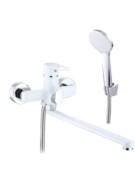 Смеситель для ванны Lidz Latwa 005 LDLAT005WHI45425 White, с душевым набором Смеситель для ванны Lidz Latwa 005 LDLAT005WHI45425 White, с душевым набором