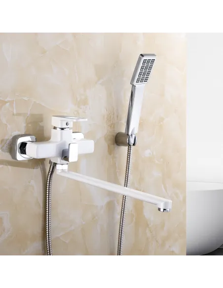 Смеситель для ванны Lidz Wawel 006 LDWAW005WHI45399 White, с душевым набором