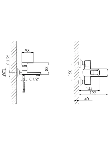 Змішувач для ванни Lidz Wawel 006 LDWAW006CRM45388 Chrome з душовим набором купити у Дніпрі та Києві - ціна від КТУ