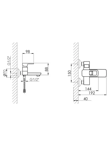 Смеситель для ванны Lidz Wawel 006 LDWAW006WHI45398 White, с душевым набором