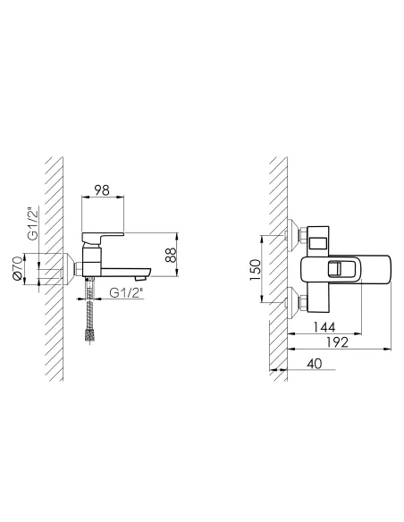 Смеситель для ванны Lidz Wawel 006 LDWAW006WHI45398 White, с душевым набором