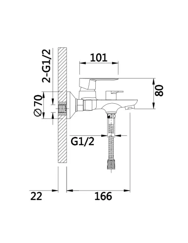 Смеситель для ванны Lidz Wieza 006 LDLAT006CRM45414 Chrome, с душевым набором