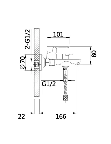 Смеситель для ванны Lidz Wieza 006 LDLAT006CRM45414 Chrome, с душевым набором