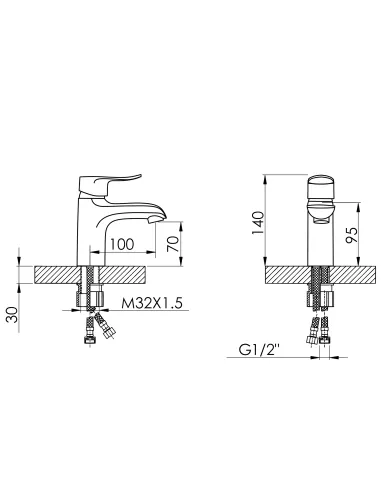 Смеситель для умывальника Lidz Wieza 001 LDWIE001CRM45409 Chrome
