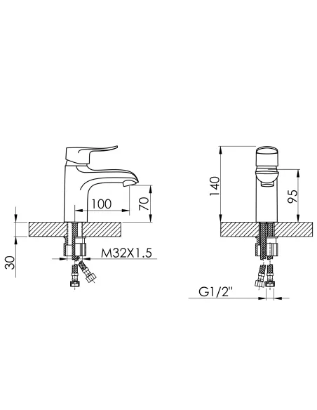 Смеситель для умывальника Lidz Wieza 001 LDWIE001CRM45409 Chrome