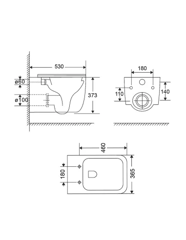 Унитаз безободковый подвесной Q-Tap Gemini Ultra Quiet QT2533076EUQMB, 373х365х530 мм