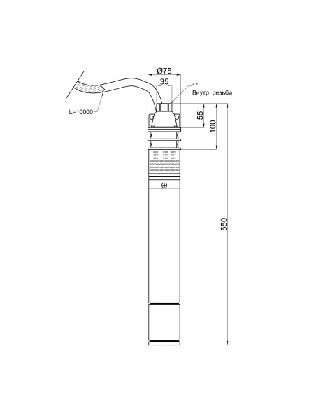 Вихровий глибинний насос Thermo Alliance 3SKM-100 0,75 кВт, кабель 10 метрів купити у Дніпрі та Києві - ціна від КТУ