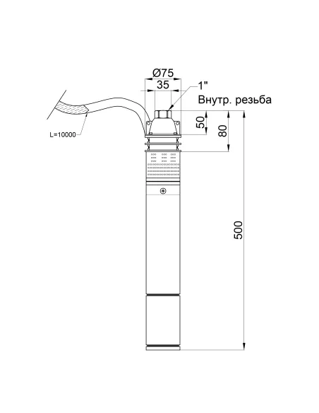 Вихровий глибинний насос Thermo Alliance 3SKM-75 0,55 кВт, кабель 10 метрів купити у Дніпрі та Києві - ціна від КТУ