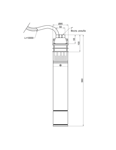 Вихревой глубинный насос Thermo Alliance 4SKM-150 1,1 кВт, кабель 10 метров