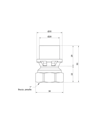 Переходник с накидной гайкой Icma № 401 ВР 1 х 26 мм, для МП труб