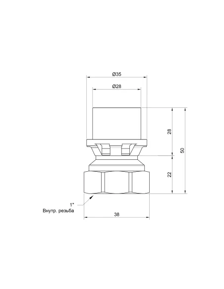 Переходник с накидной гайкой Icma № 401 ВР 1 х 26 мм, для МП труб