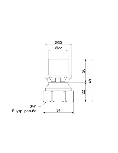Перехідник із накидною гайкою Icma № 401 ВР 3/4 х 20 мм, для МП труб купити у Дніпрі та Києві - ціна від КТУ
