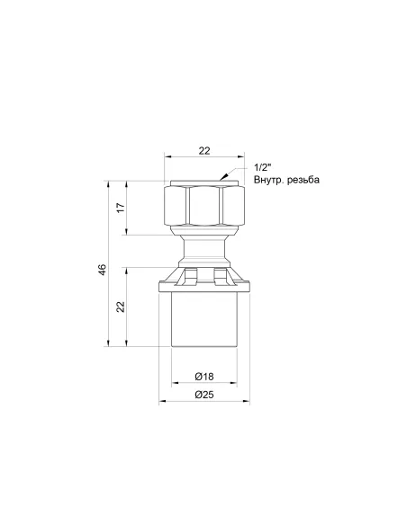 Перехідник із накидною гайкою Icma № 415 ВР 1/2 х 16 мм, для МП труб купити у Дніпрі та Києві - ціна від КТУ