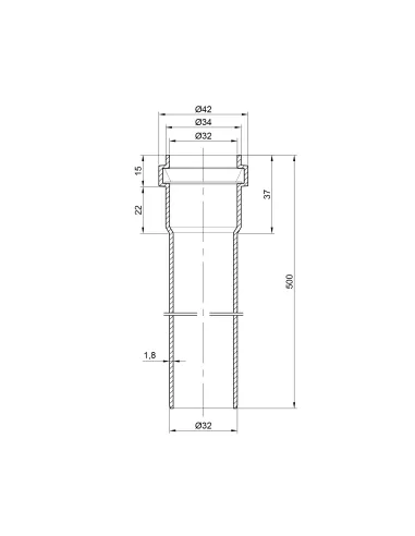 Труба для внутренней канализации TA Sewage 32 х 1,8 длина 500 мм