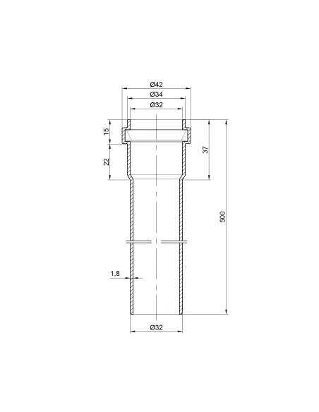 Труба для внутренней канализации TA Sewage 32 х 1,8 длина 500 мм