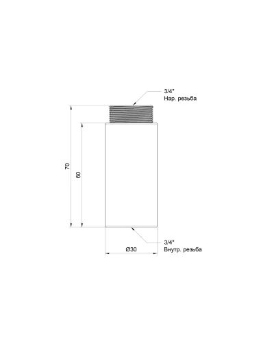 Удлинитель латунный SD Plus SD1302060 хром, 60 мм х 3/4 дюйма